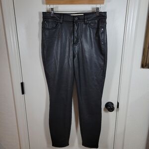 Soft Surroundings Black Vegan Leather High Rise Pants Size 10